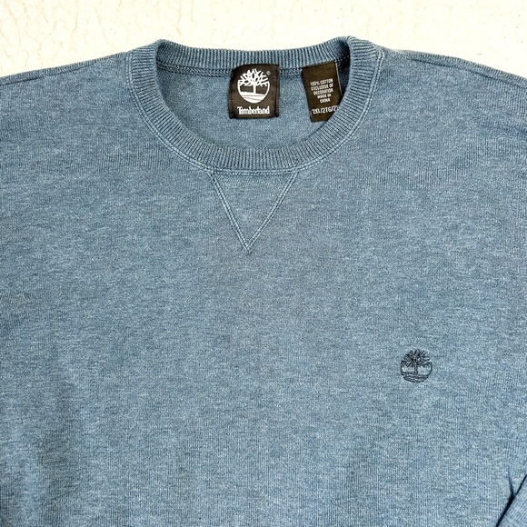 Timberland Sweater Men's Size 2XL Blue Cotton Knit Sweater Crew Neck Outdoor - Picture 4 of 6